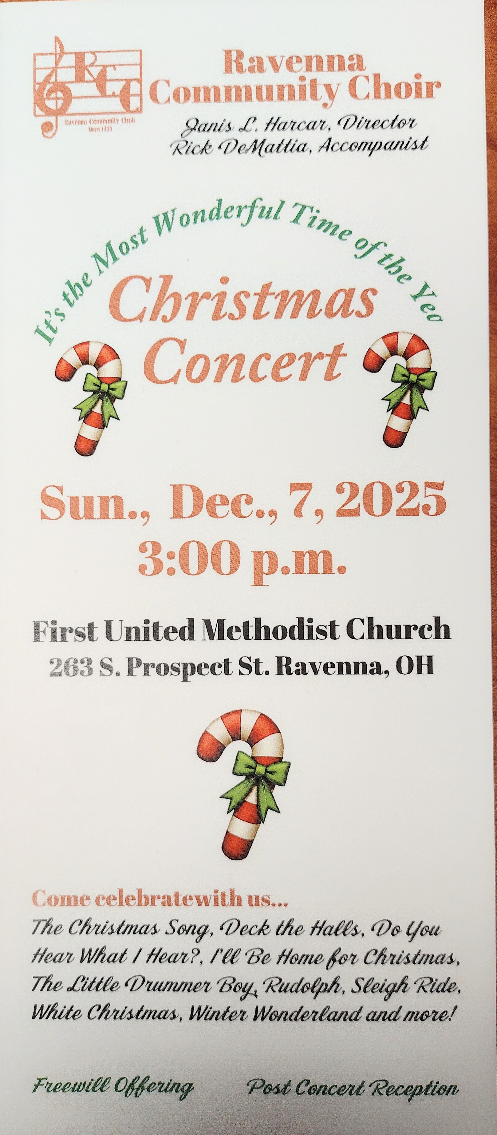 Handbill for December 2025 concert